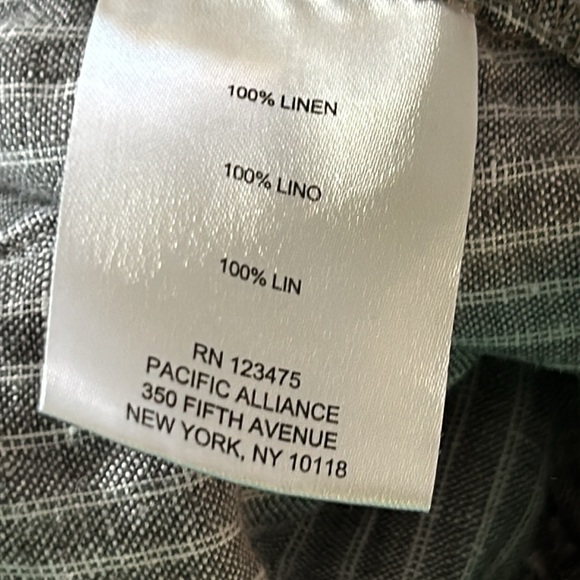 Ellen Tracy Linen Gray Pinstripe Pull-On Pants w Pockets, StringTies Medium - Picture 7 of 11